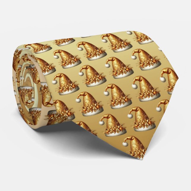Guld Santa Hat Helgdag Neck Tie Slips (Rullad)
