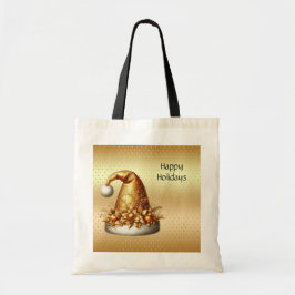 Guld Santa Hat Helgdag Tote Bag Tygkasse