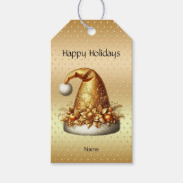 Guld Santa Hat jul Helgdag Gift Märkre Presentetikett