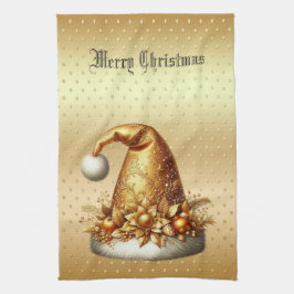 Guld Santa Hat jul Helgdag Kitchen Towel Kökshandduk