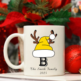 Guld Santa Hat Monogram-familjens jul Kaffemugg