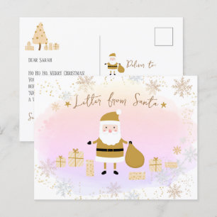 Guld Santa's Nice List, Brev från Santa Tomten Helg Vykort