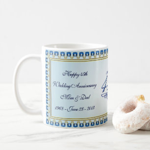 Guld Sapphire Blue 45:e Bröllop-årsdagen Kaffemugg