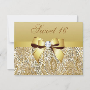 Guld-saquiner, Bow & Diamond Sweet 16 Inbjudningar