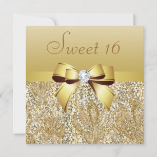 Guld-saquiner, Bow & Diamond Sweet 16 Inbjudningar