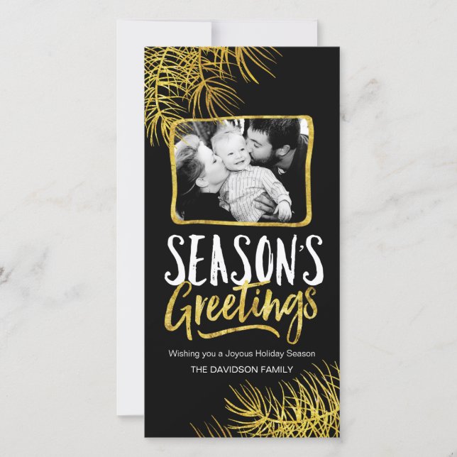 Guld-säsongens Hälsning-fotokort Julkort (Framsida)