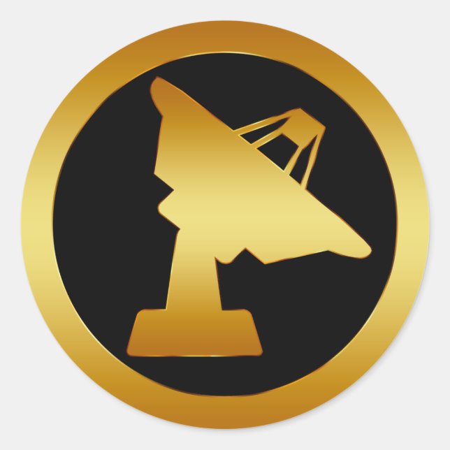 GULD SATELLITE DISH RUNT KLISTERMÄRKE (Framsida)