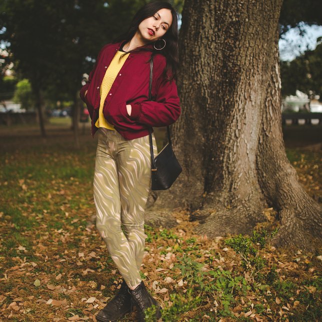 Guld Satin Mönster Leggings - Söt (Skapare uppladdad)