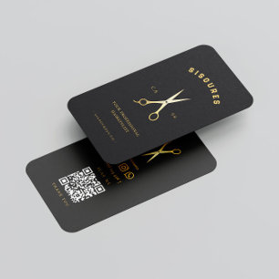 Guld-sax Hairstylist Minimalistisk QR-kod Visitkort