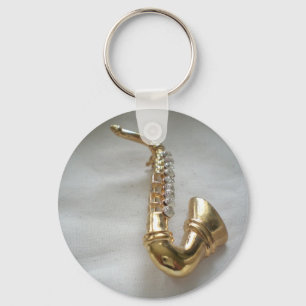 Guld- saxofon nyckelring