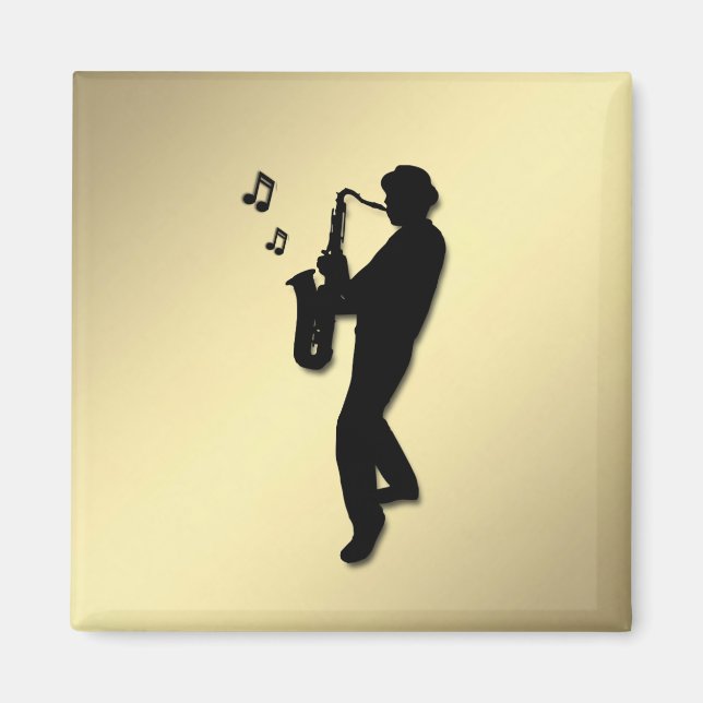 Guld Saxofonspelare Magnet (Framsidan)