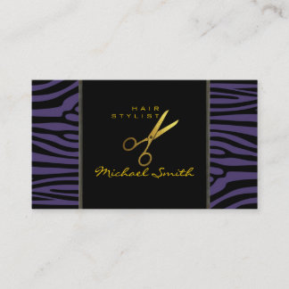 Guld Saxors Hair Stylist Modern Zebra Skin #57 Visitkort