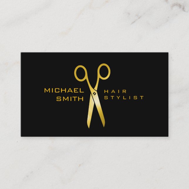 Guld Saxors Hair Stylist Möte #9 Tidsbeställning Kort (Framsida)