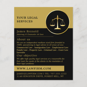 Guld Scale of Justice, Legal Services Advertising Flygblad