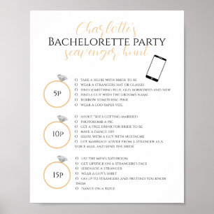 Guld Scavenger Hunt Bachelorette Party Photo Game Poster