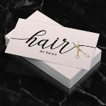Guld Scissor Elegant  Rosa Typography Hair Visitkort<br><div class="desc">Minimalistiska Affärskort för Elegant av Guld-saxar,   Rosa Hair.</div>