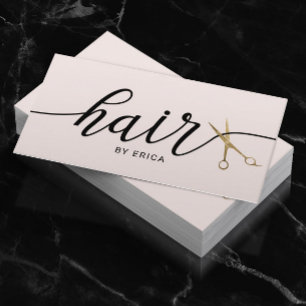 Guld Scissor Elegant  Rosa Typography Hair Visitkort