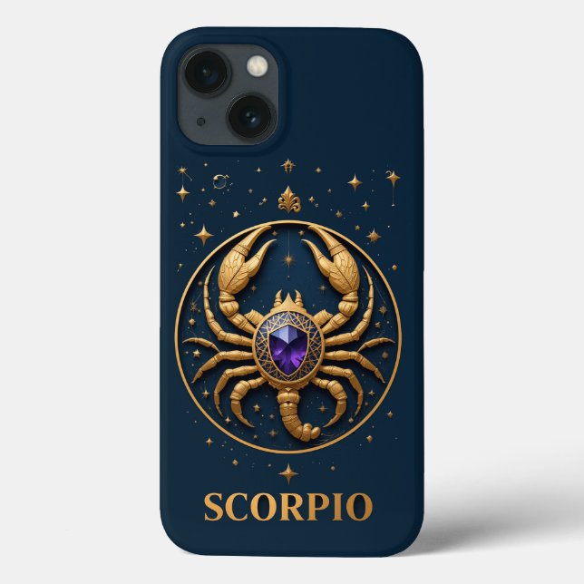 Guld Scorpio Stjärntecken Med Juvel Och Stjärnor (Baksida)