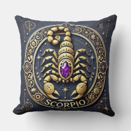 Guld Scorpio Stjärntecken Med Juvel Och Stjärnor Kudde