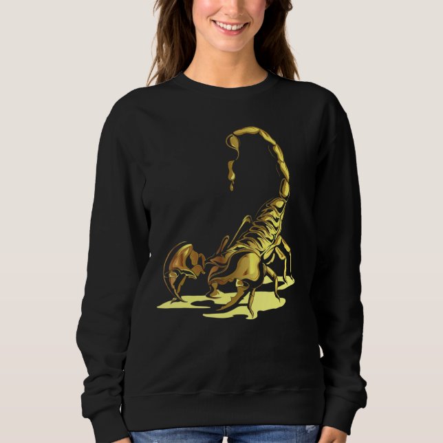 Guld Scorpion Arachnid Scorpio Zodiac T Shirt (Framsida)