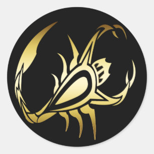 GULD- SCORPION RUNT KLISTERMÄRKE