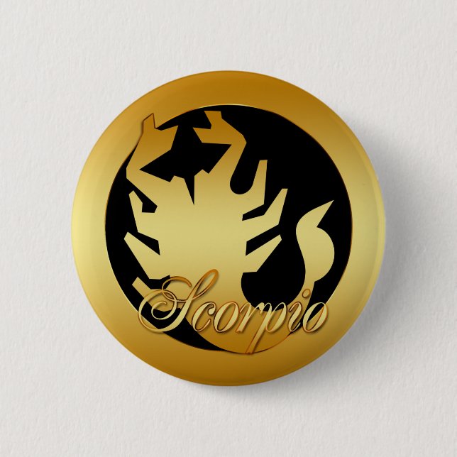 GULD- SCORPIOZODIAC UNDERTECKNAR KNAPP (Framsida)