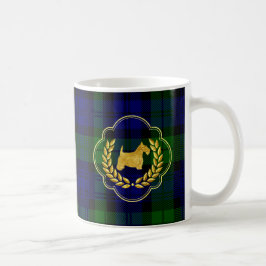 Guld- Scottie & kran på pläd Kaffemugg