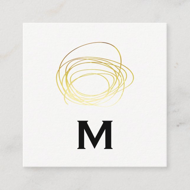Guld Scribble/Monogram Fyrkantigt Visitkort (Framsida)