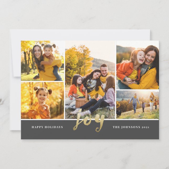 Guld Script 6 Photo God jul Helgdag Card Julkort (Framsida)