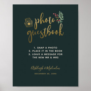 Guld Script Berries Photo Guestbook Bröllop-tecken Poster