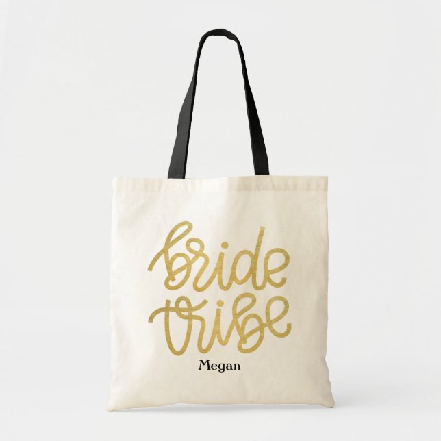 Guld Script Bride Tribe Tote Tygkasse (Framsidan)