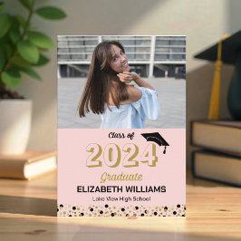 Guld Script Confetti Photo Rosa Grad-meddelande Inbjudningar