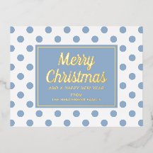 Guld Script Dusty Blue Polka dots God jul