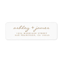 Guld Script Elegant bröllop Returadress