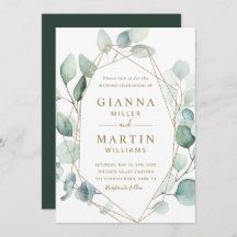 Guld Script Geometric Greenery Foliage Bröllop