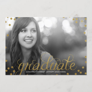 Guld Script Glitter Titta på foto Studenten Inbjud Inbjudningar