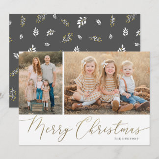 Guld Script God jul Elegant 2 Photo Holida Julkort