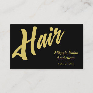 Guld Script Hair på Black Visitkort