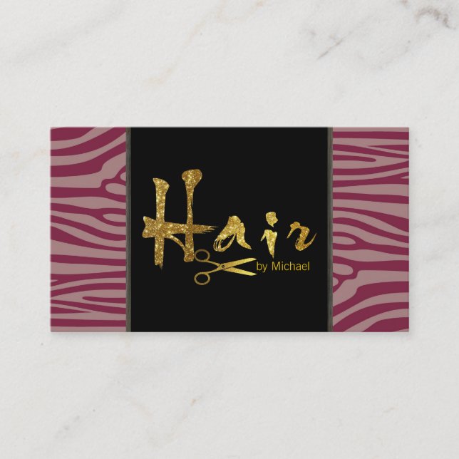 Guld Script Hair Stylist Salon Möte #9 Tidsbeställning Kort (Framsida)