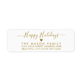 Guld Script Heart-julreturadressetikett Returadress Etikett