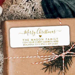 Guld Script Heart-julreturadressetikett Returadress Etikett