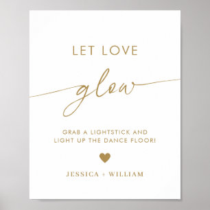 Guld Script Let Kärlek Glow Bröllop Glow Stick-sky Poster