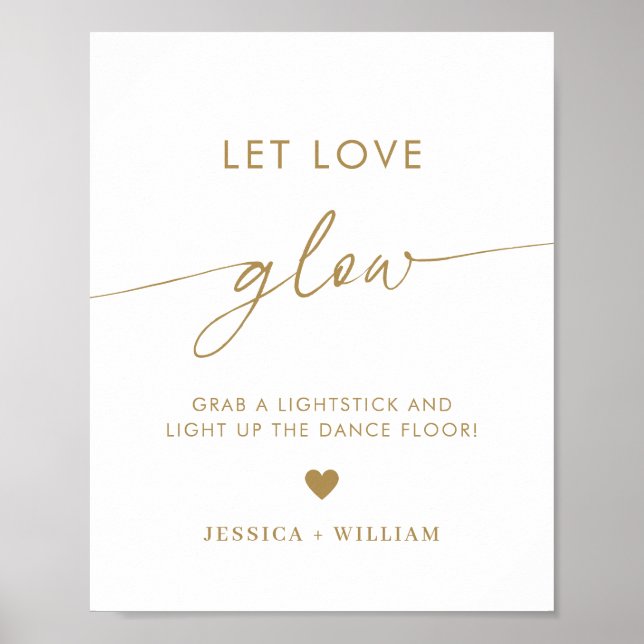 Guld Script Let Kärlek Glow Bröllop Glow Stick-sky Poster (Framsidan)