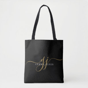 Guld Script Monogram Black Tygkasse