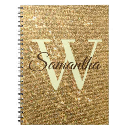 Guld Script Monogram Frost Glitter Anteckningsbok
