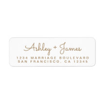 Guld Script Namn Bröllop Returadress
