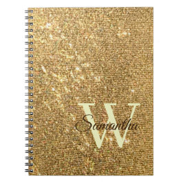 Guld Script Small Monogram Frost Glitter Girly Anteckningsbok