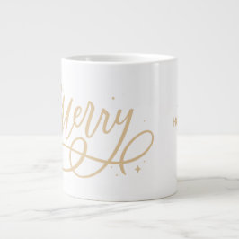 Guld Script Sparkly Bubely Merry Helgdag Gift Jumbo Mugg