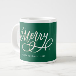 Guld Script Sparkly Merry Helgdag Photo Gift Jumbo Mugg