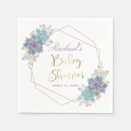 Guld Script Succulents Guld Geometric Baby Shower Pappersservett
